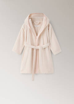 Striped bicolour dressing gown with bias binding and hood — Nude 5