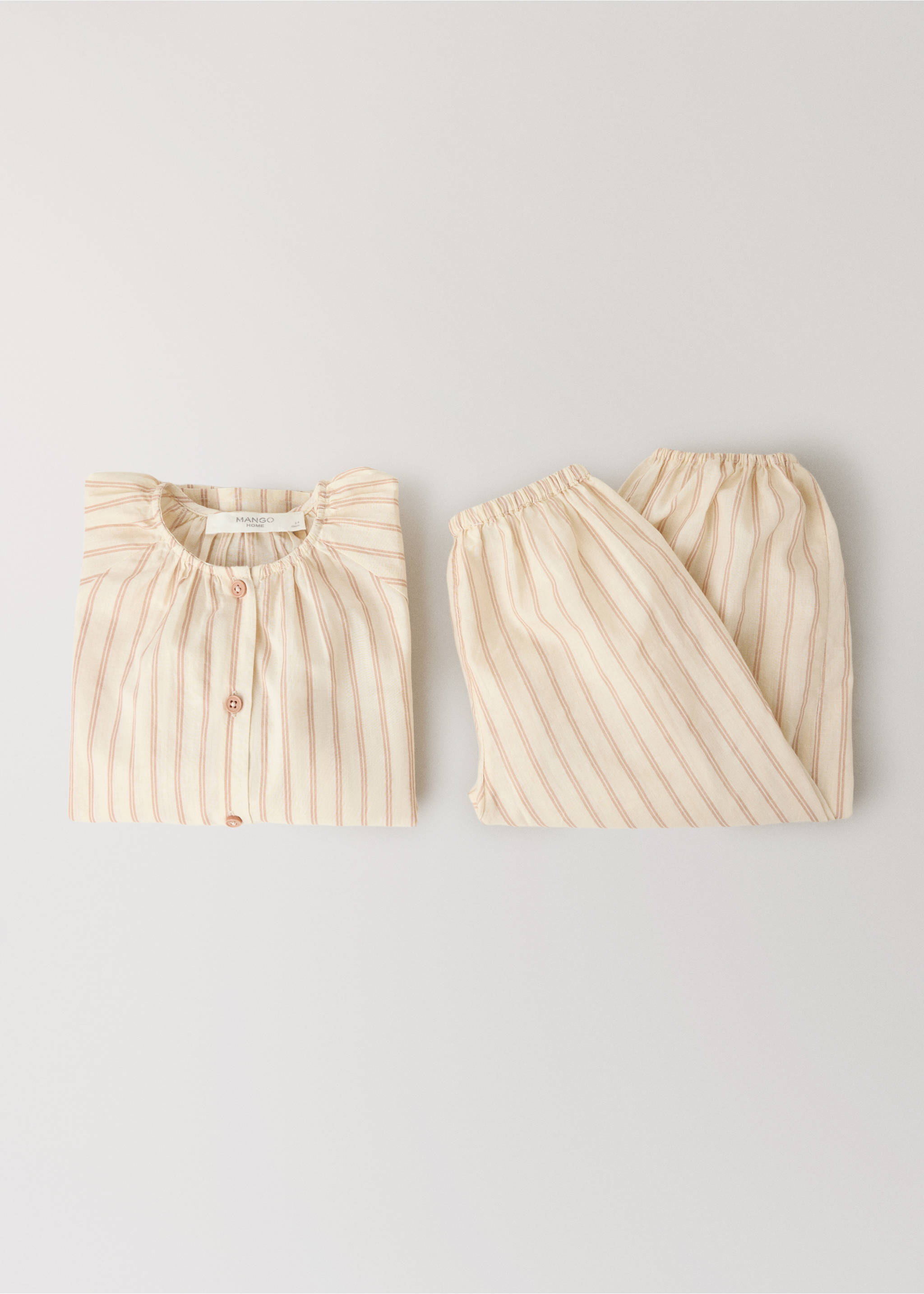 Striped pyjama T-shirt - Details of the article 3, Nude. Ref: 37051499-00.