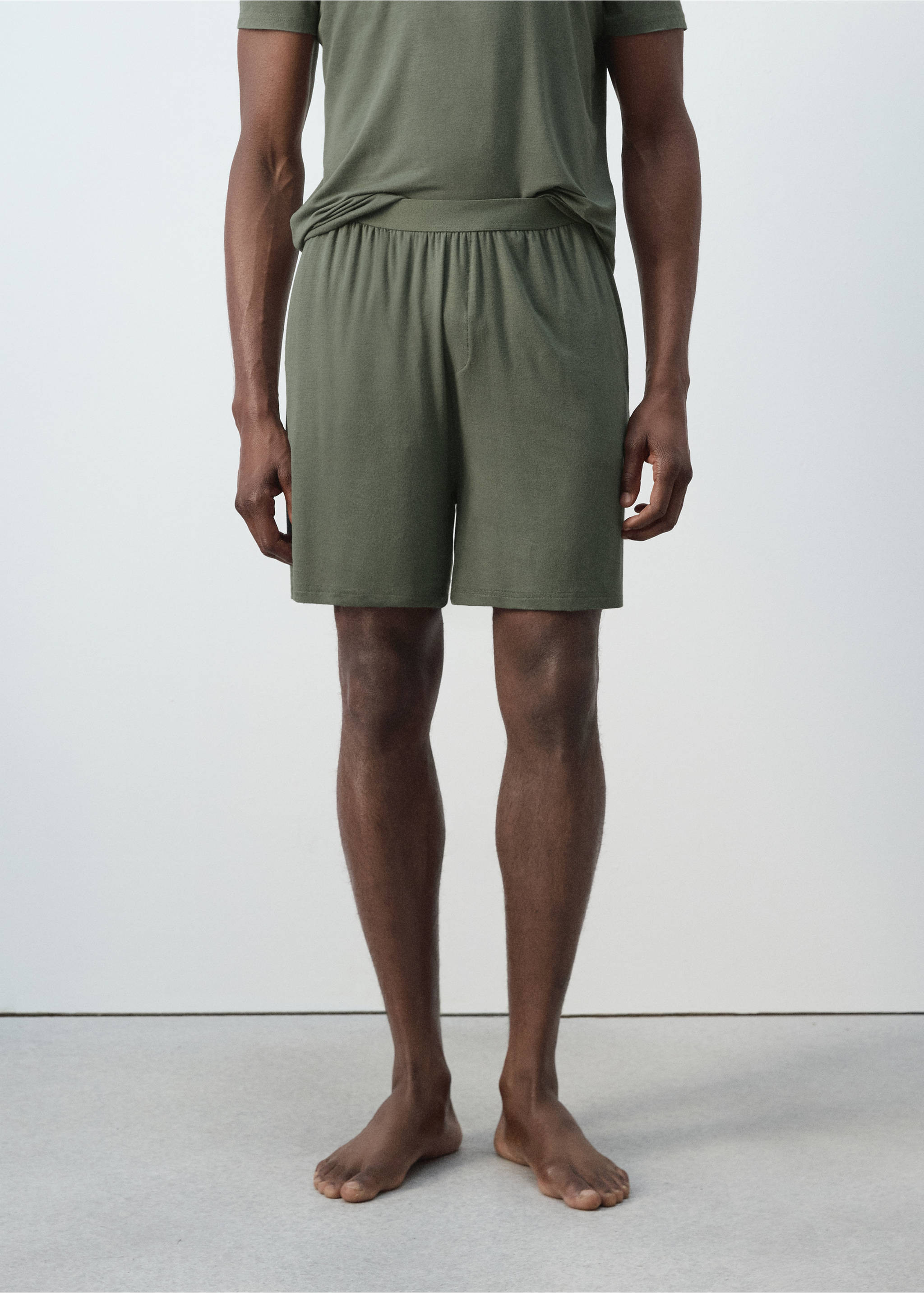 Elastic Bermuda pajama pack - Details of the article 3, Khaki. Ref: 37051507-00.