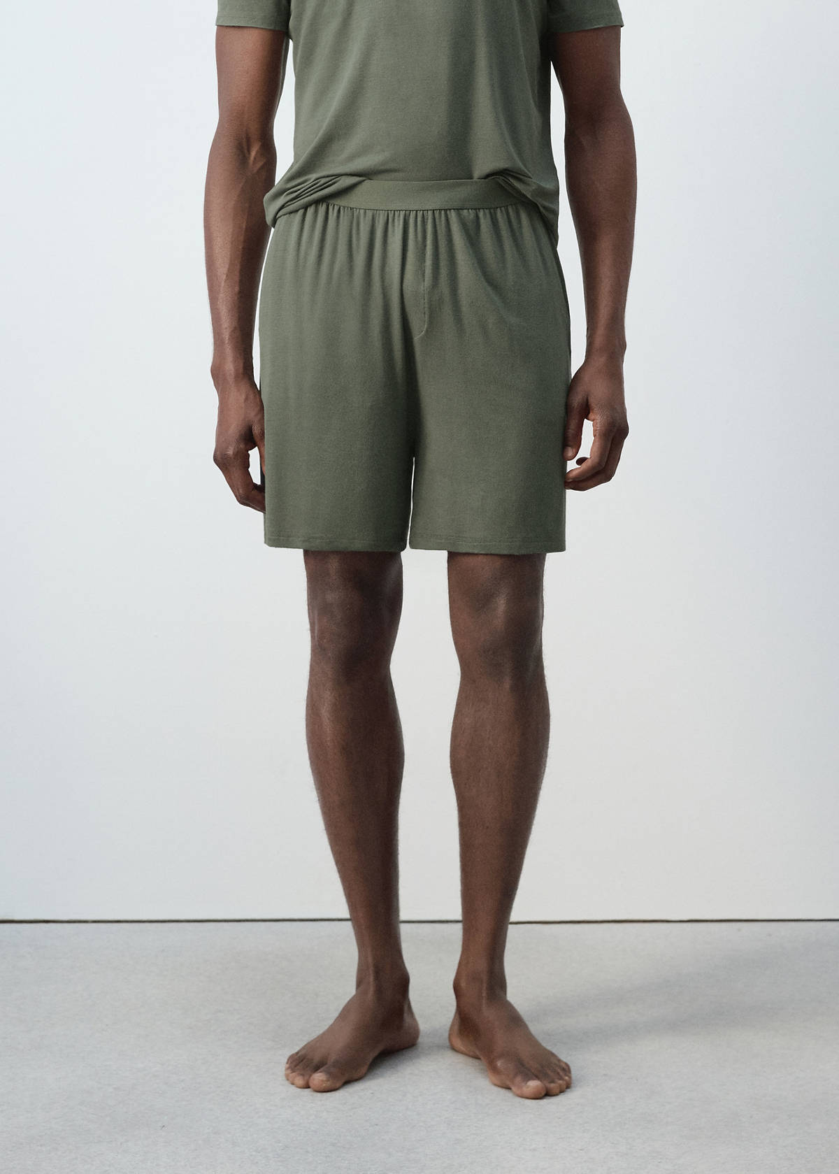 Elastic waistband pyjama set — Khaki