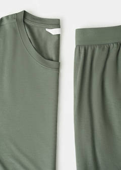Elastic waistband pyjama set — Khaki 6