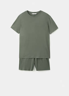 Elastic waistband pyjama set — Khaki 2
