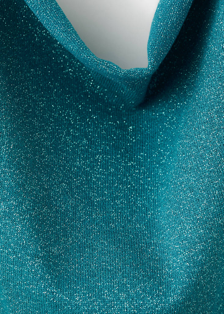Metallic knit halter top — Blue