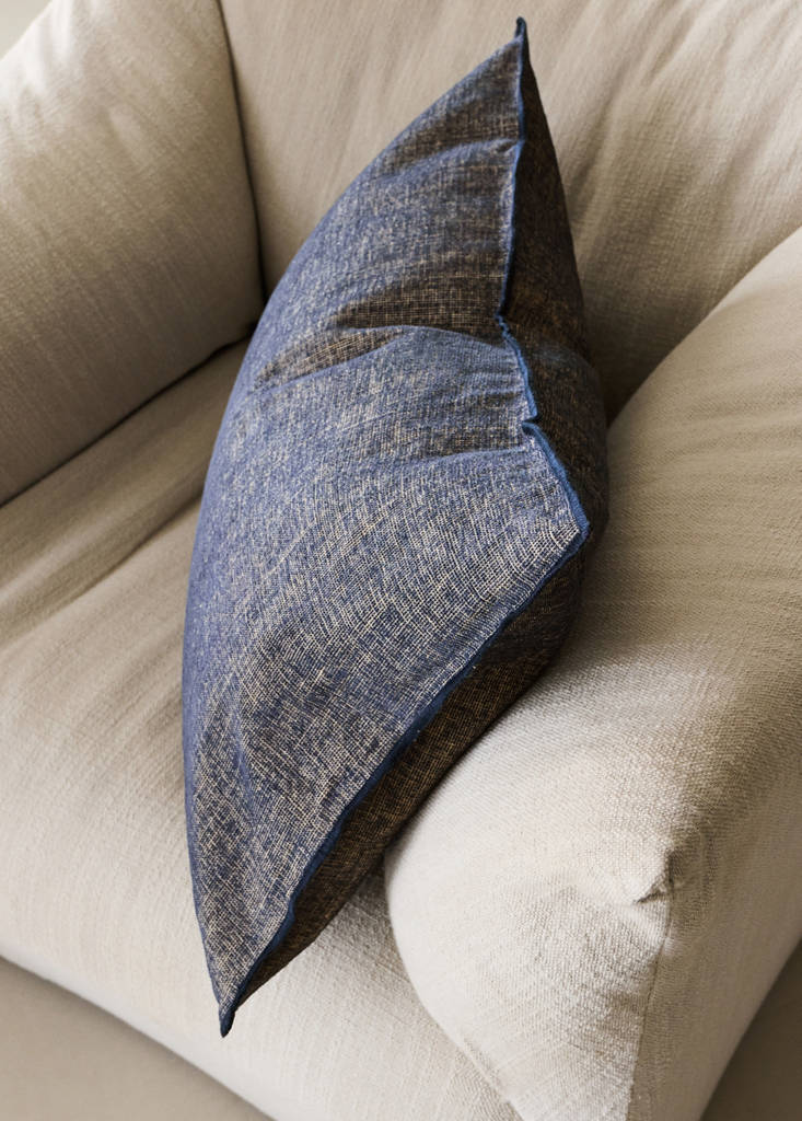 Linen cotton melange cushion cover 40x60 cm — Blue