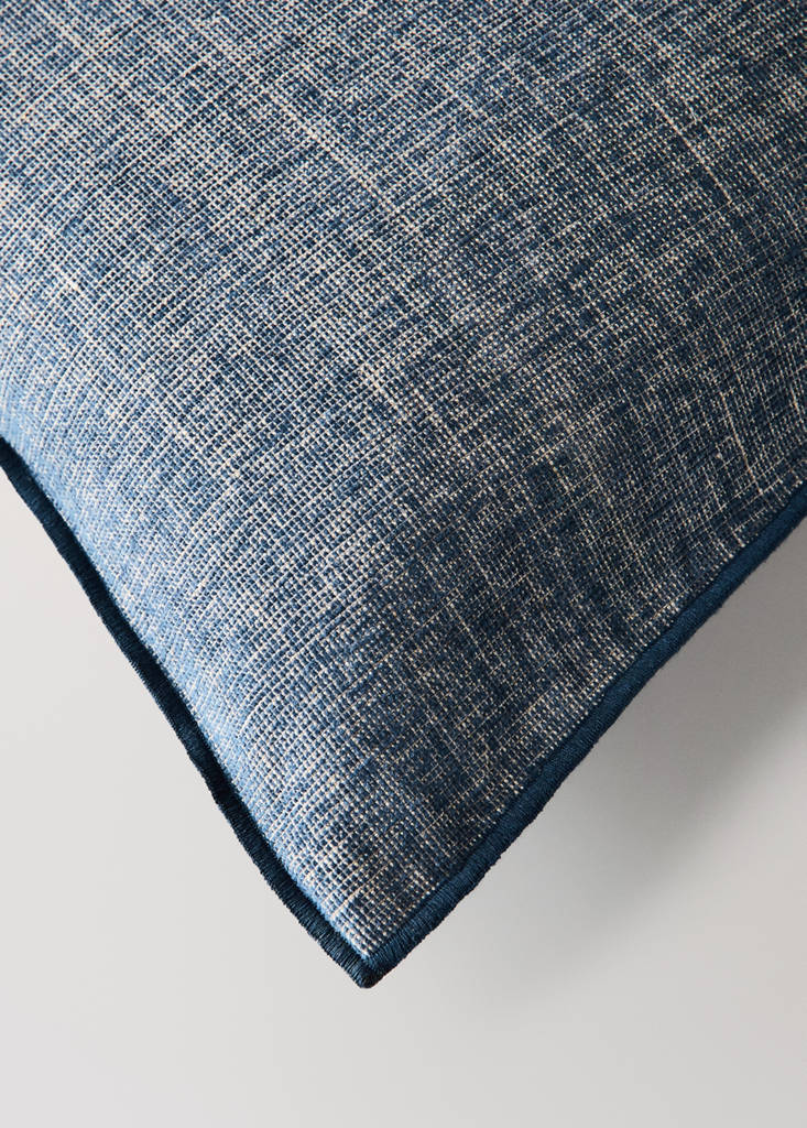 Linen cotton melange cushion cover 40x60 cm — Blue
