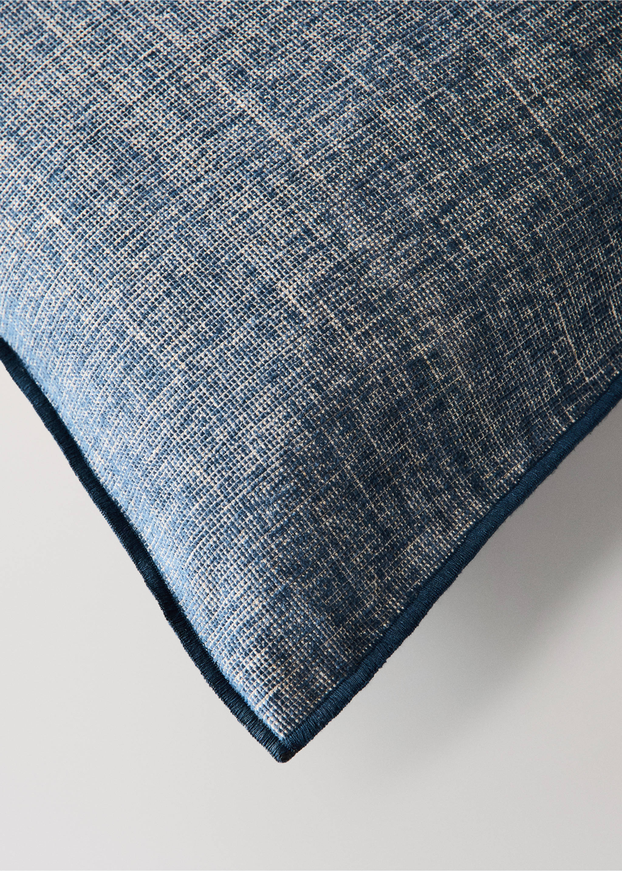 Linen cotton melange cushion cover 40x60 cm - Details of the article 1, Blue. Ref: 37051509-00.