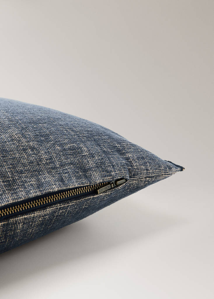 Linen cotton melange cushion cover 40x60 cm — Blue
