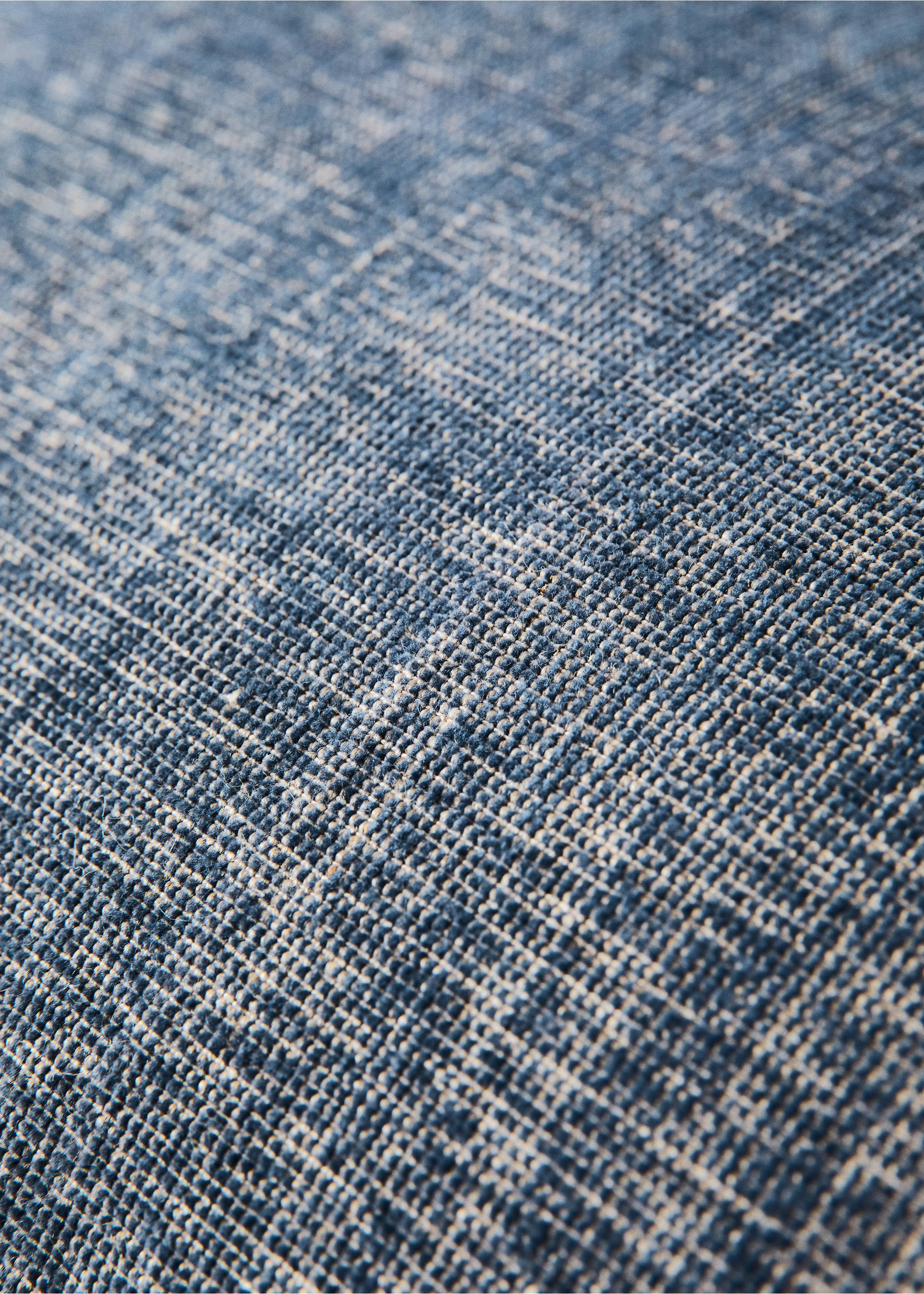 Linen cotton melange cushion cover 40x60 cm - Details of the article 3, Blue. Ref: 37051509-00.