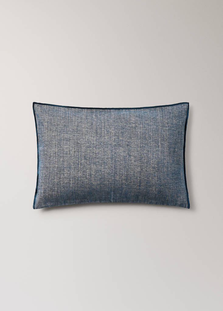Linen cotton melange cushion cover 40x60 cm — Blue