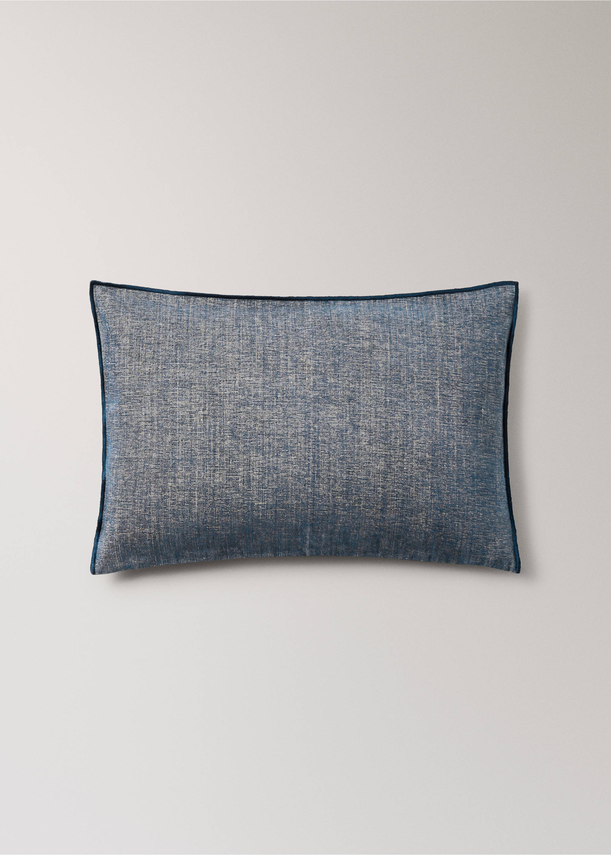Linen cotton melange cushion cover 40x60 cm - Article without model, Blue. Ref: 37051509-00.