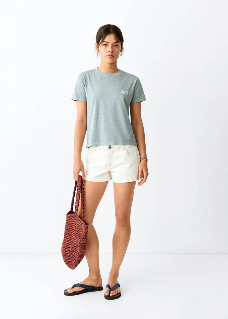 Printed cotton-blend t-shirt — Turquoise