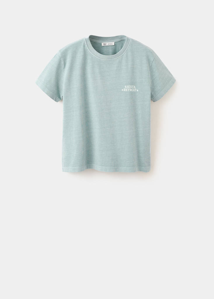 Printed cotton-blend t-shirt — Turquoise