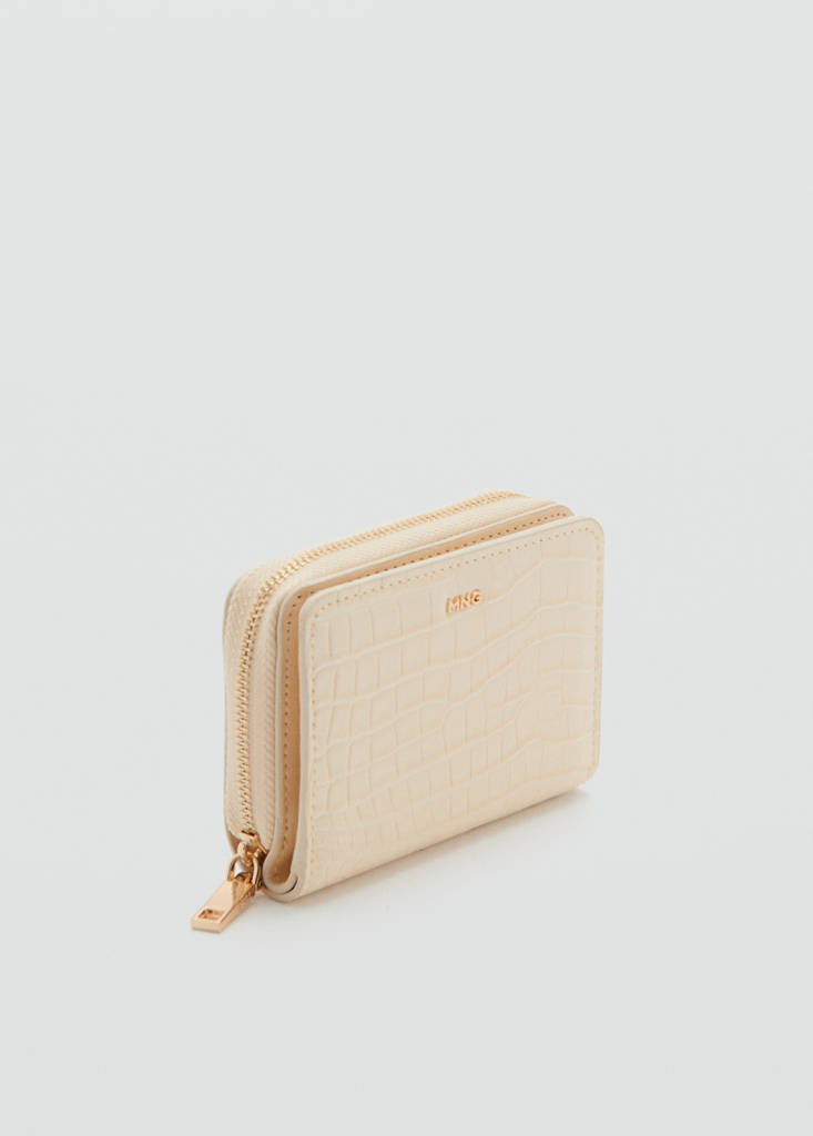 Small wallet with croc effect — Ecru