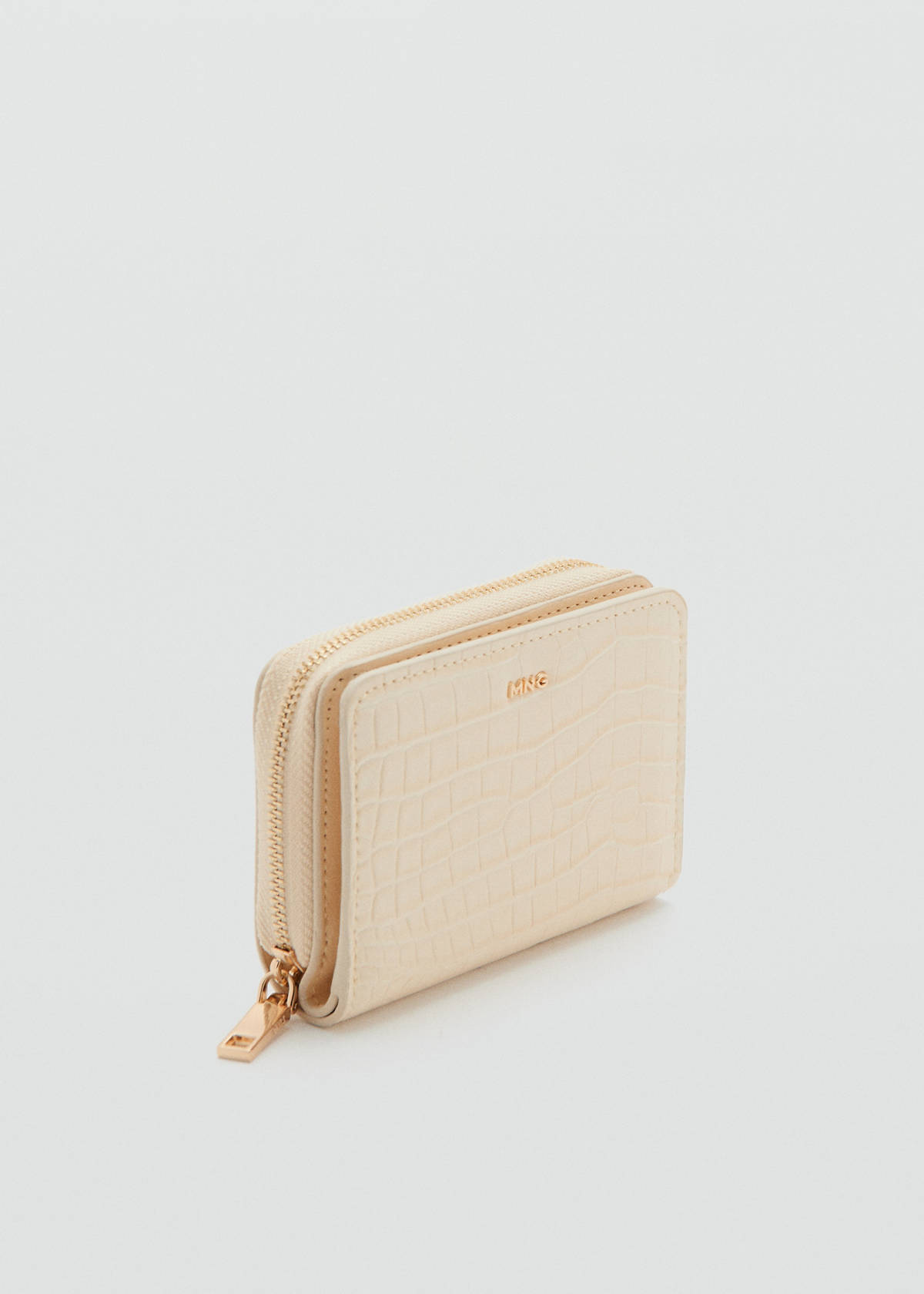 Small wallet with croc effect — Ecru