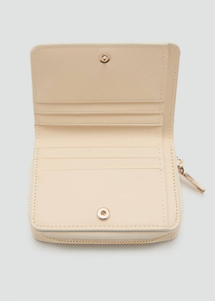 Small wallet with croc effect — Ecru