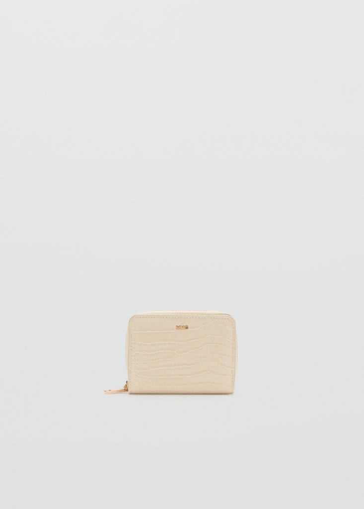 Small wallet with croc effect — Ecru