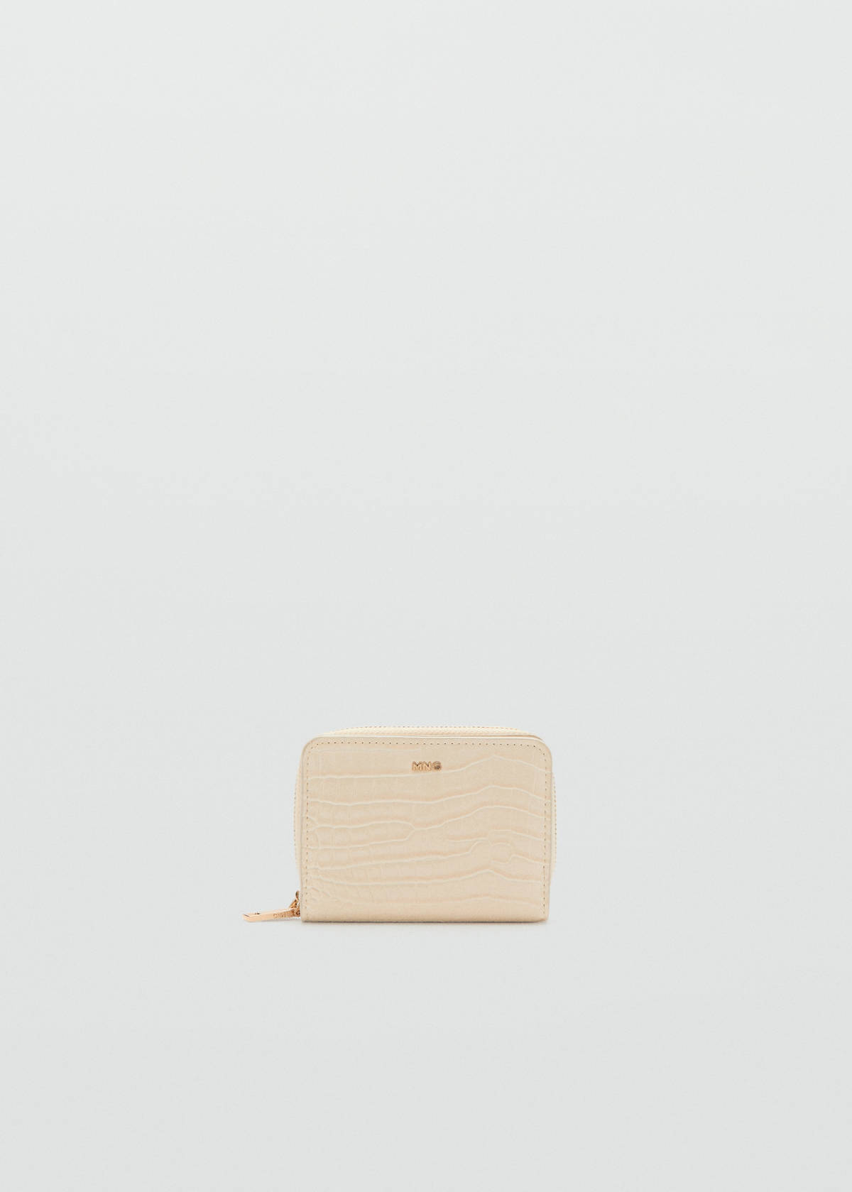 Small wallet with croc effect — Ecru