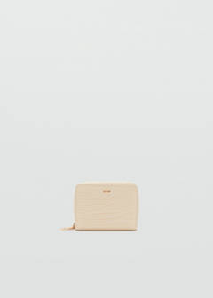 Small wallet with croc effect — Ecru 1