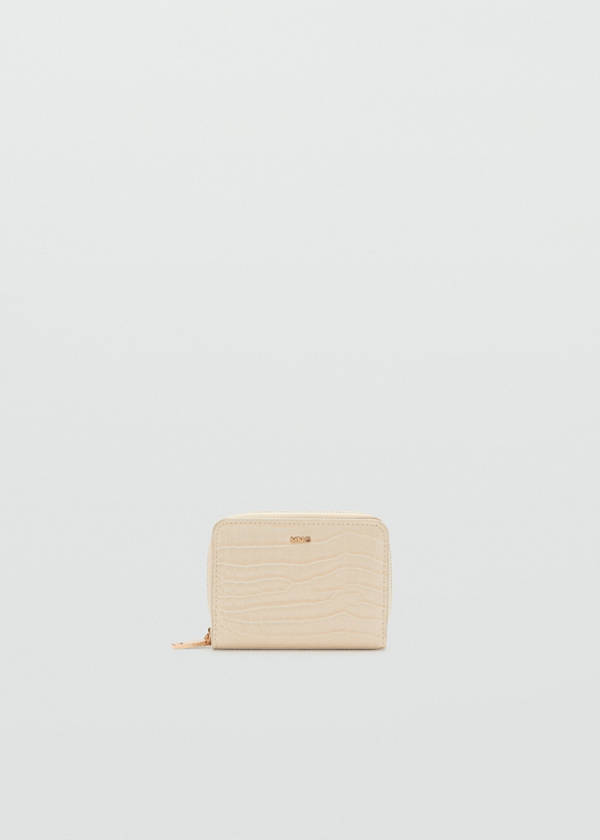 Small wallet with croc effect — Ecru
