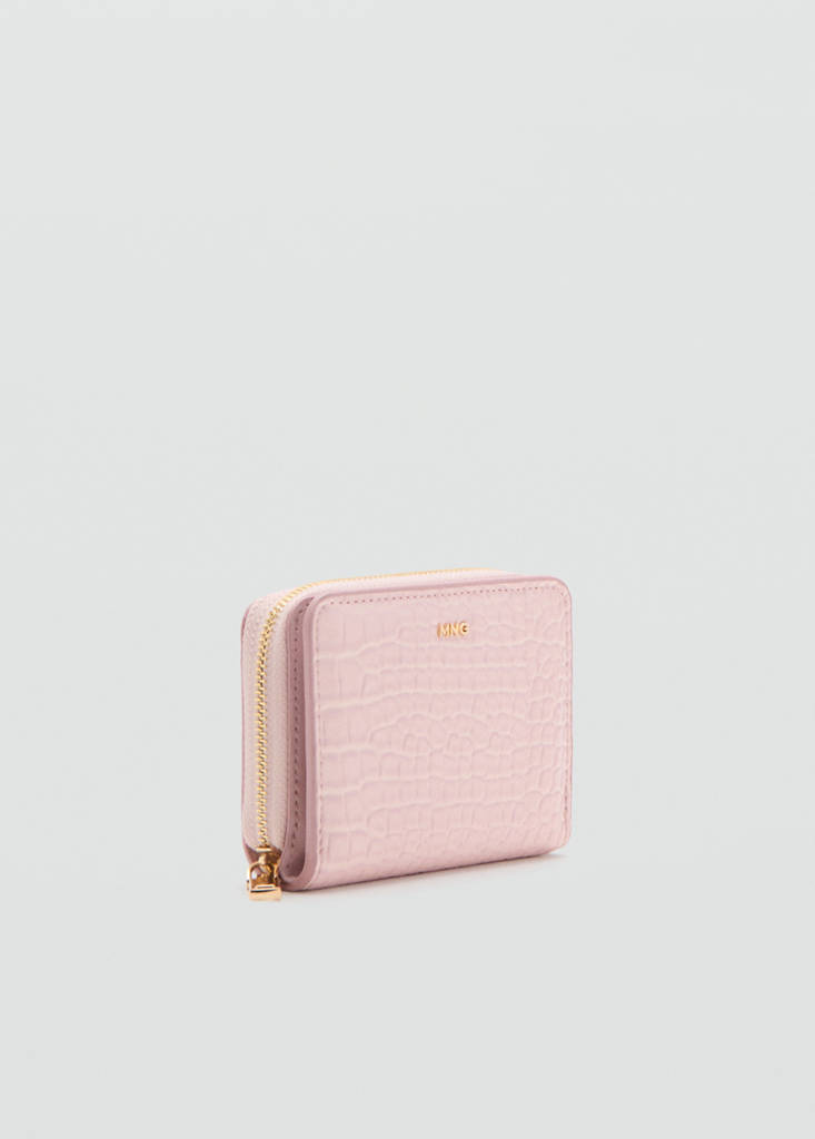 Small wallet with croc effect — Light Pink