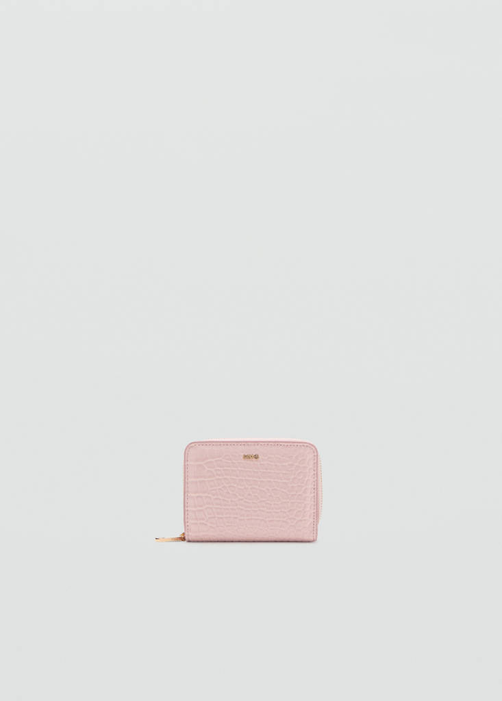 Small wallet with croc effect — Light Pink