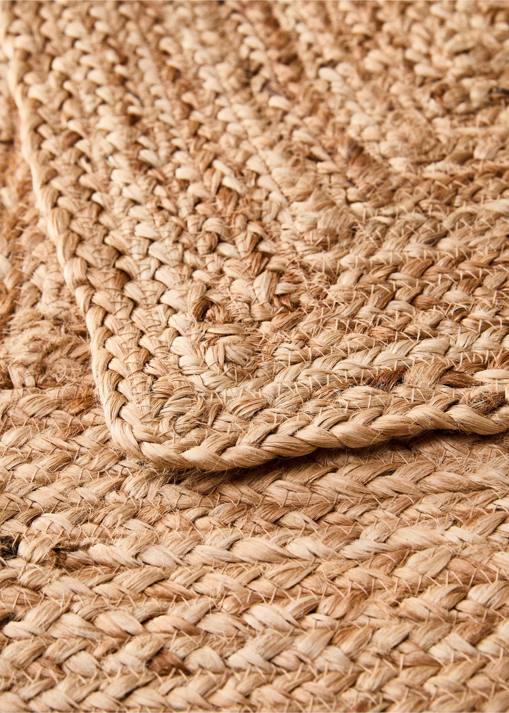 Large woven natural fibre jute carpet - Details of the article 1, Beige. Ref: 37051513-00.