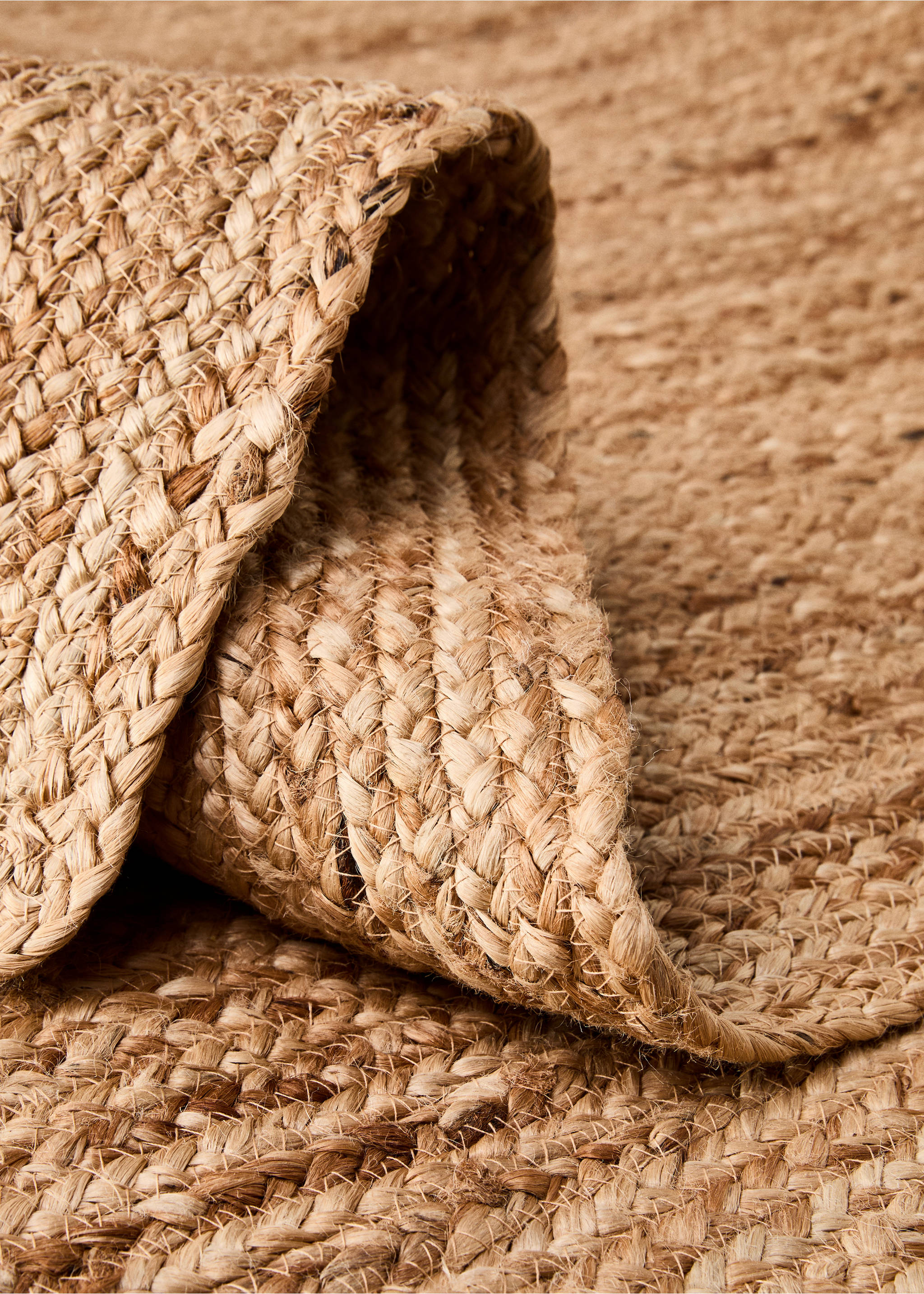 Large woven natural fibre jute carpet - Medium plane, Beige. Ref: 37051513-00.