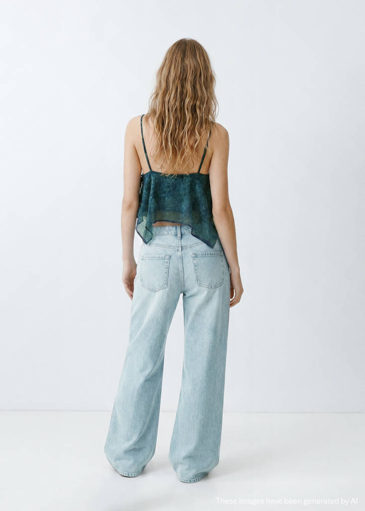 Wide leg stitched jeans — Medium Vintage Blue