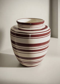 100% earthenware ceramic vase with multistripes — Brown 1