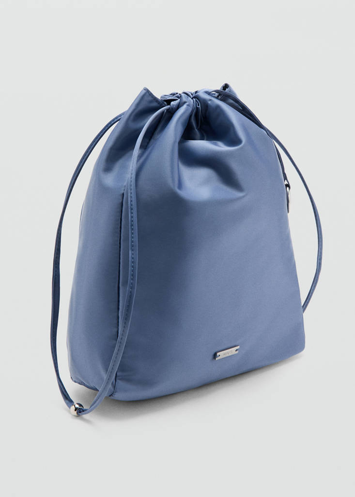 Satin cord pouch — Blue