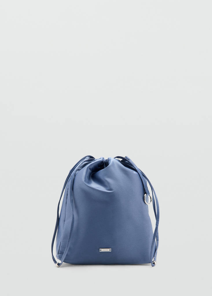 Satin cord pouch — Blue