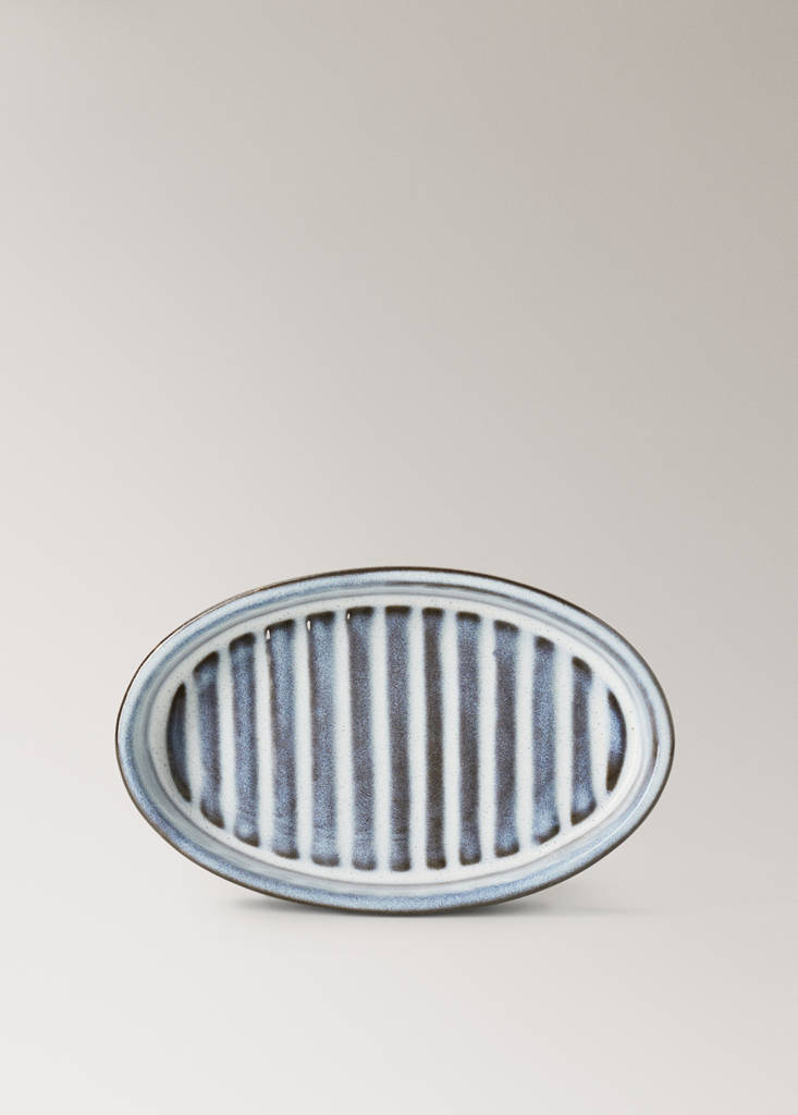 Oval ceramic soap dish — Sky Blue