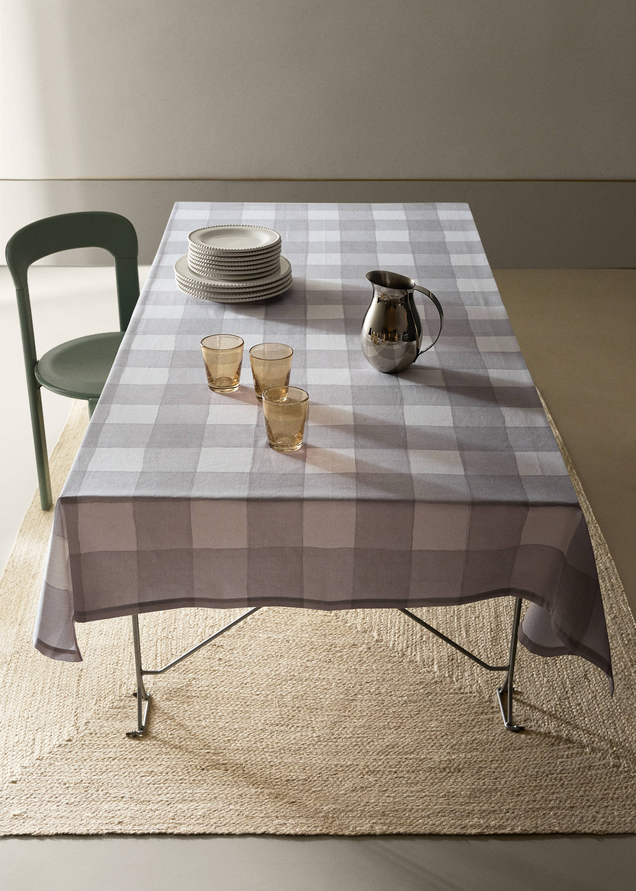 Mantel algodón estampado vichy 6 a 8 comensales - Plano general