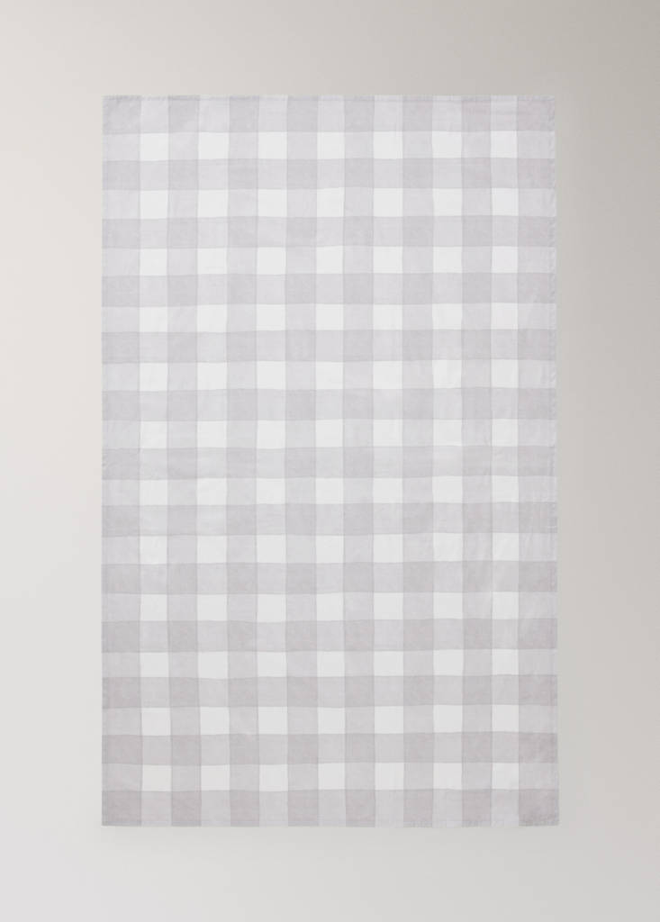 Gingham print cotton tablecloth for 6 to 8 people — Light/Pastel Brown