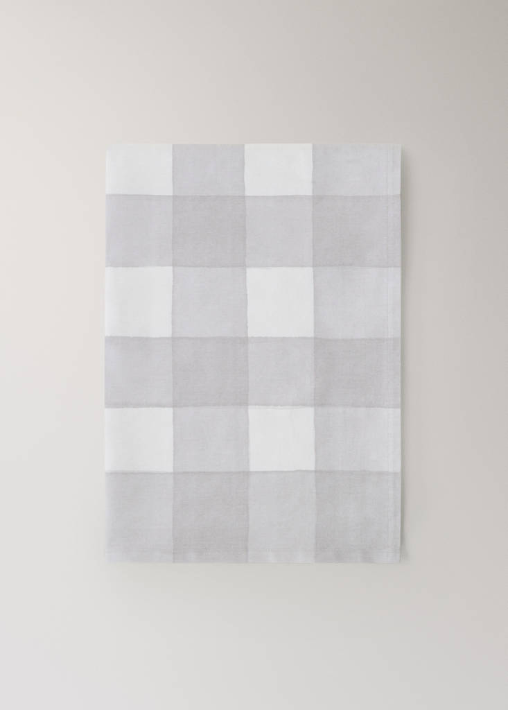 Gingham print cotton tablecloth for 6 to 8 people — Light/Pastel Brown