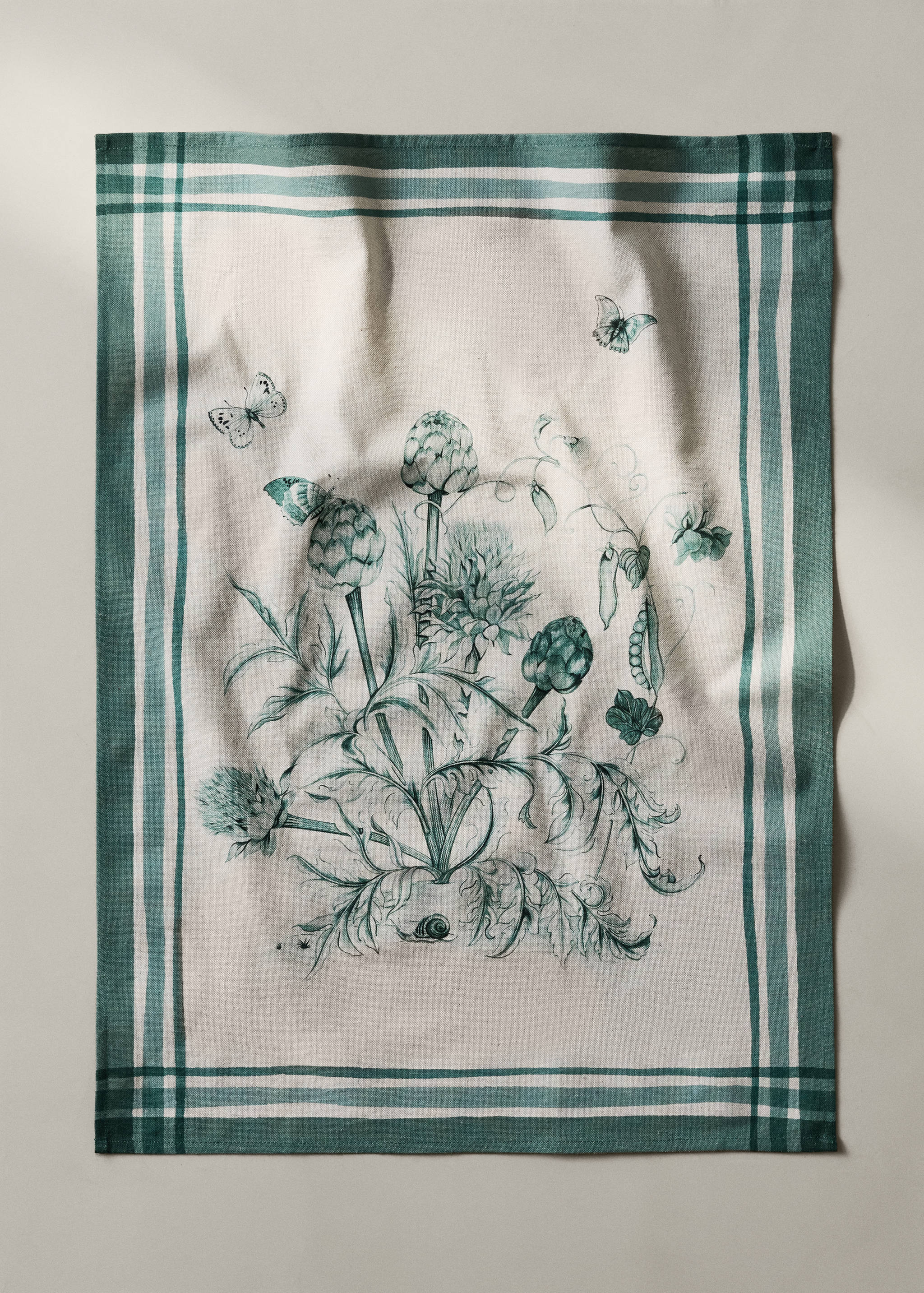 100% cotton floral print tea towel - General plane
