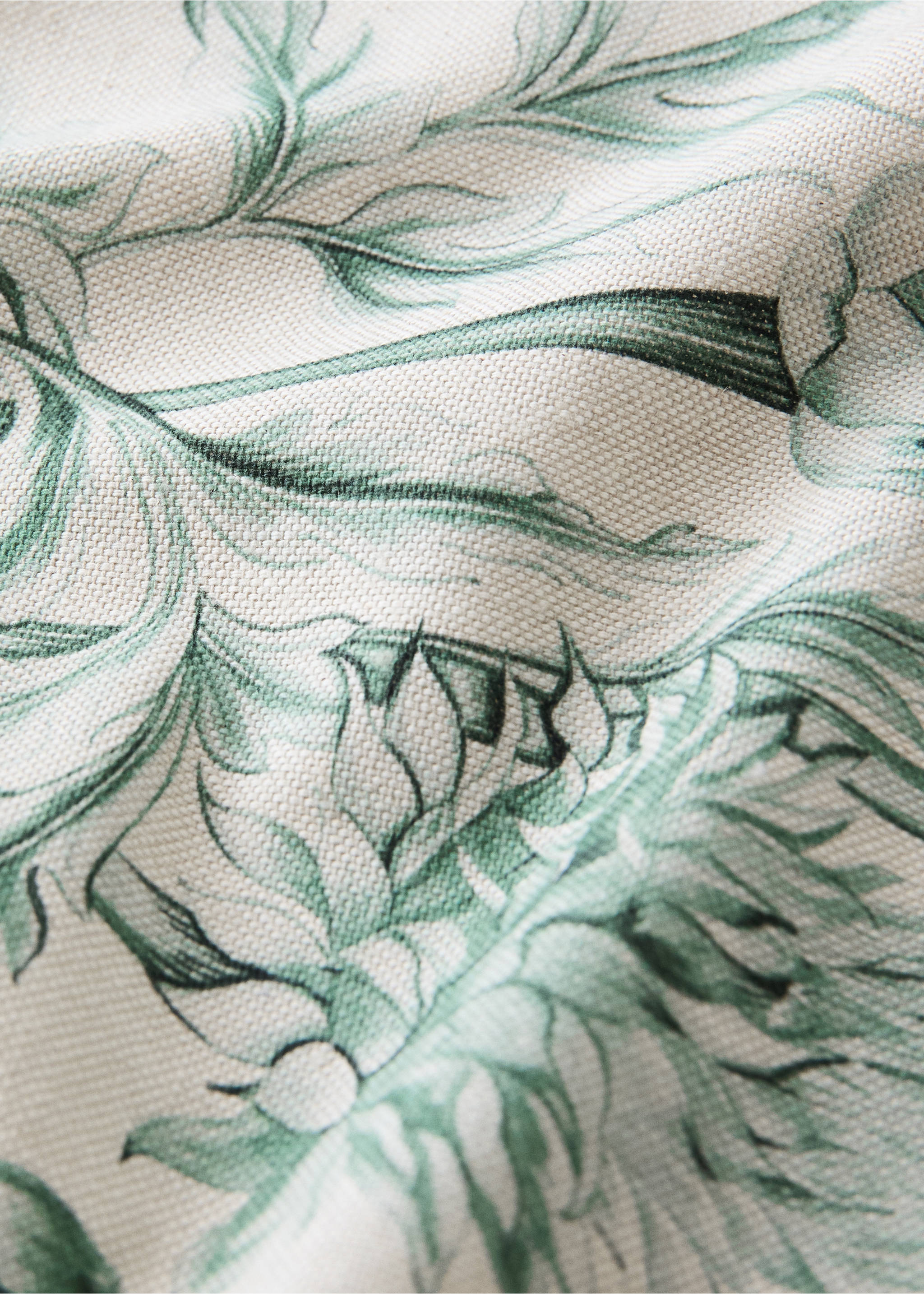 100% cotton floral print tea towel - Details of the article 2, Petrol Blue. Ref: 37051519-00.