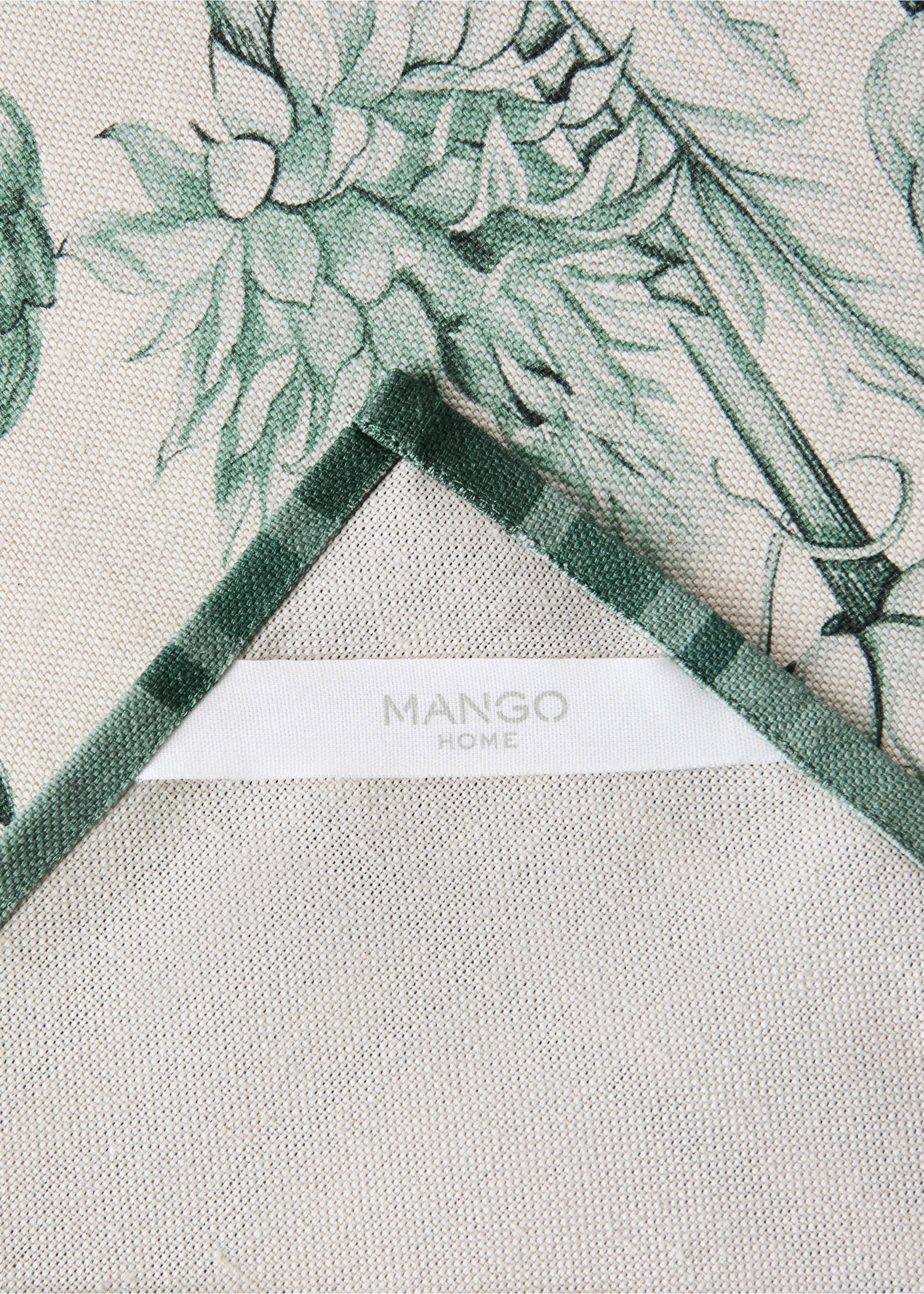 100% cotton floral print tea towel - Details of the article 3, Petrol Blue. Ref: 37051519-00.