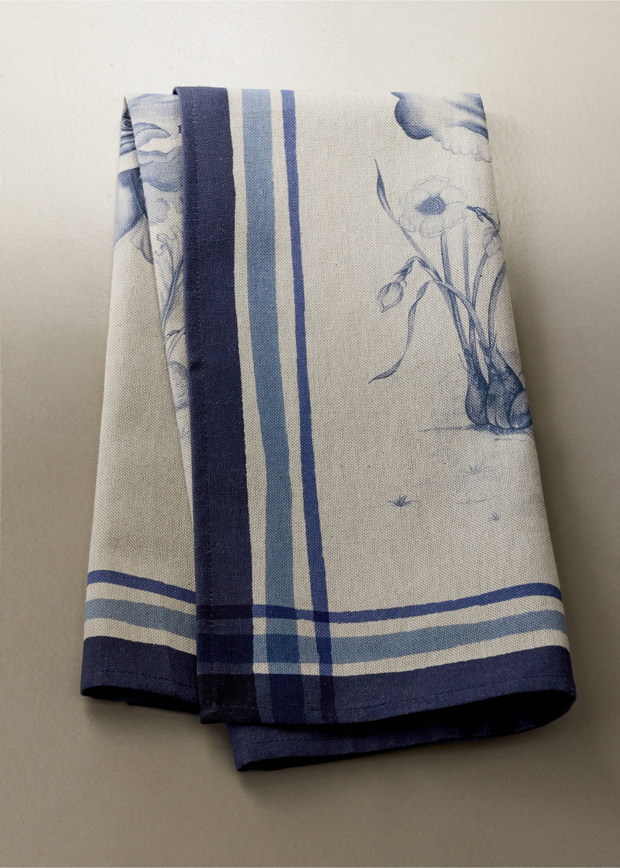 Küchentuch aus bedruckter Baumwolle mit Kohlmotiv - Allgemeine Ansicht, Blau. Ref: 37051521-00.