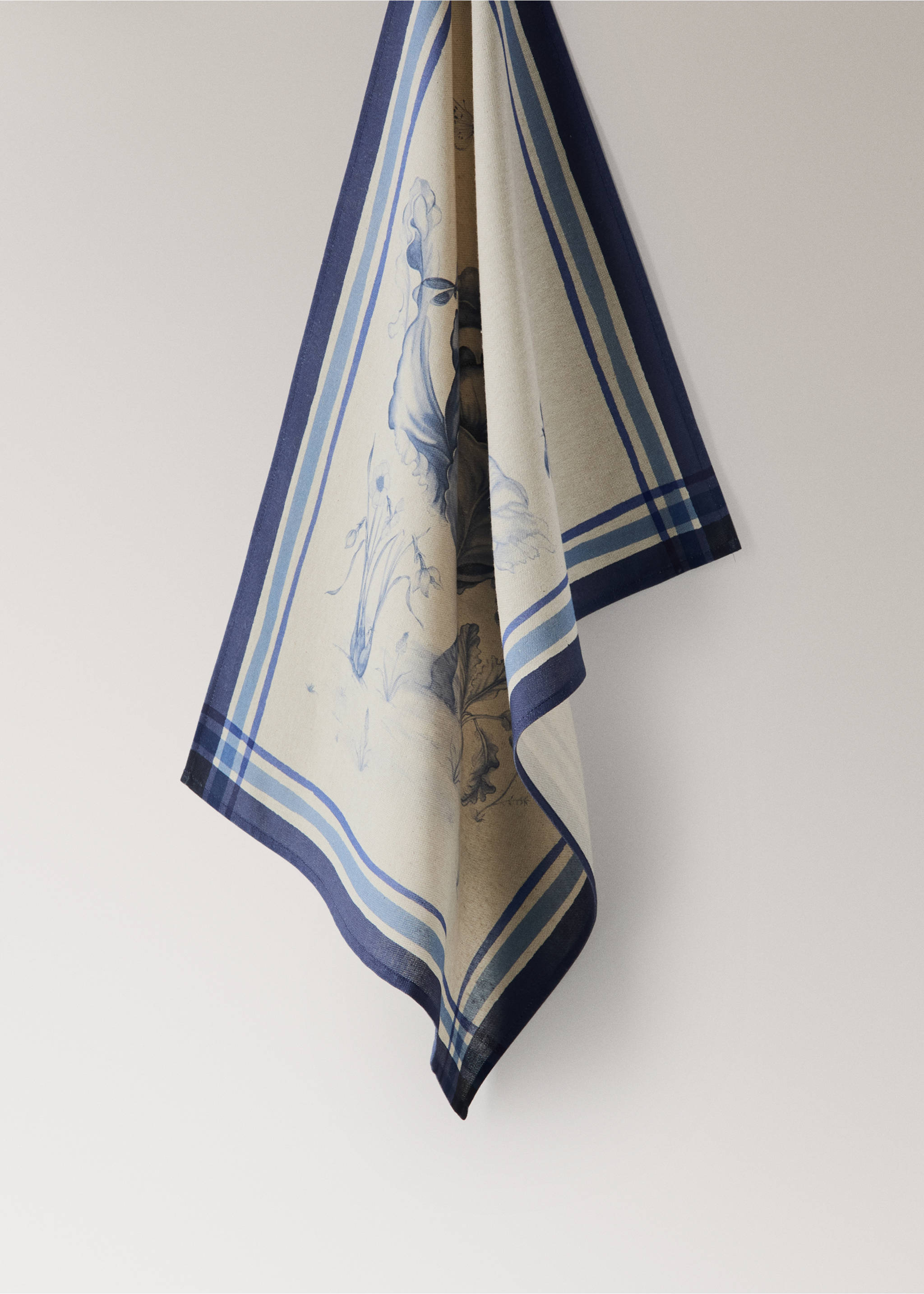 Küchentuch aus bedruckter Baumwolle mit Kohlmotiv - Artikel ohne Model, Blau. Ref: 37051521-00.