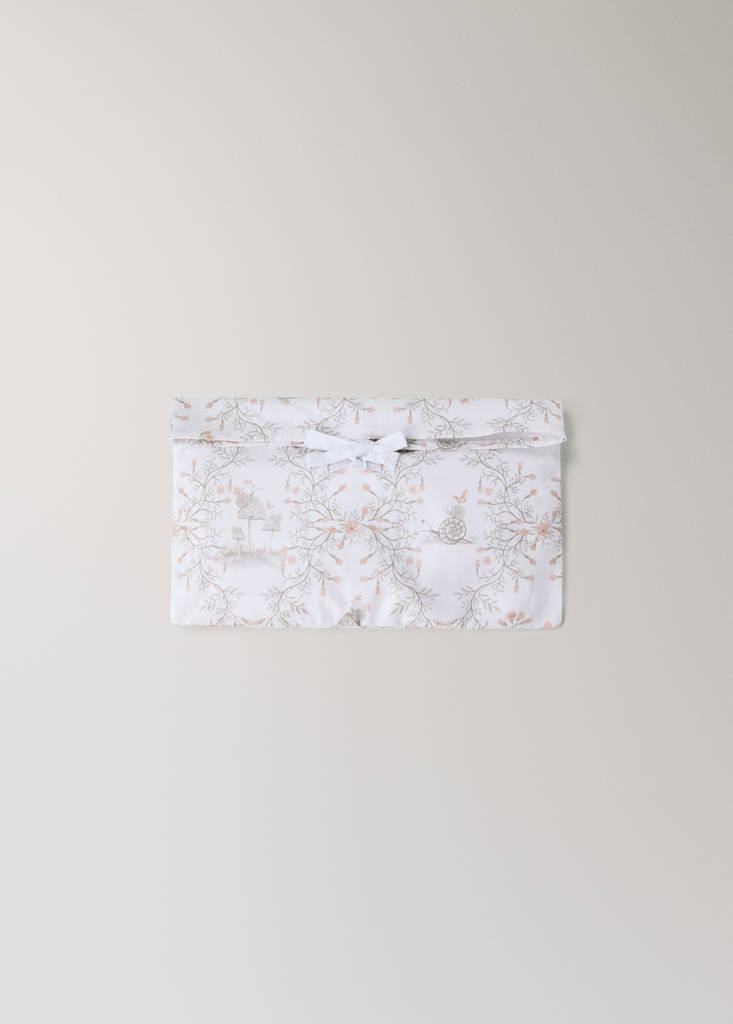 Printed 100% cotton mini cot bed set — Nude