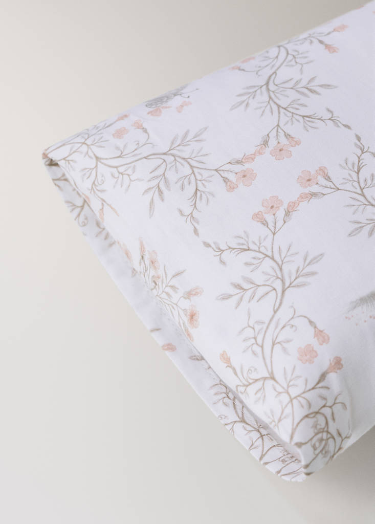 Printed 100% cotton mini cot bed set — Nude