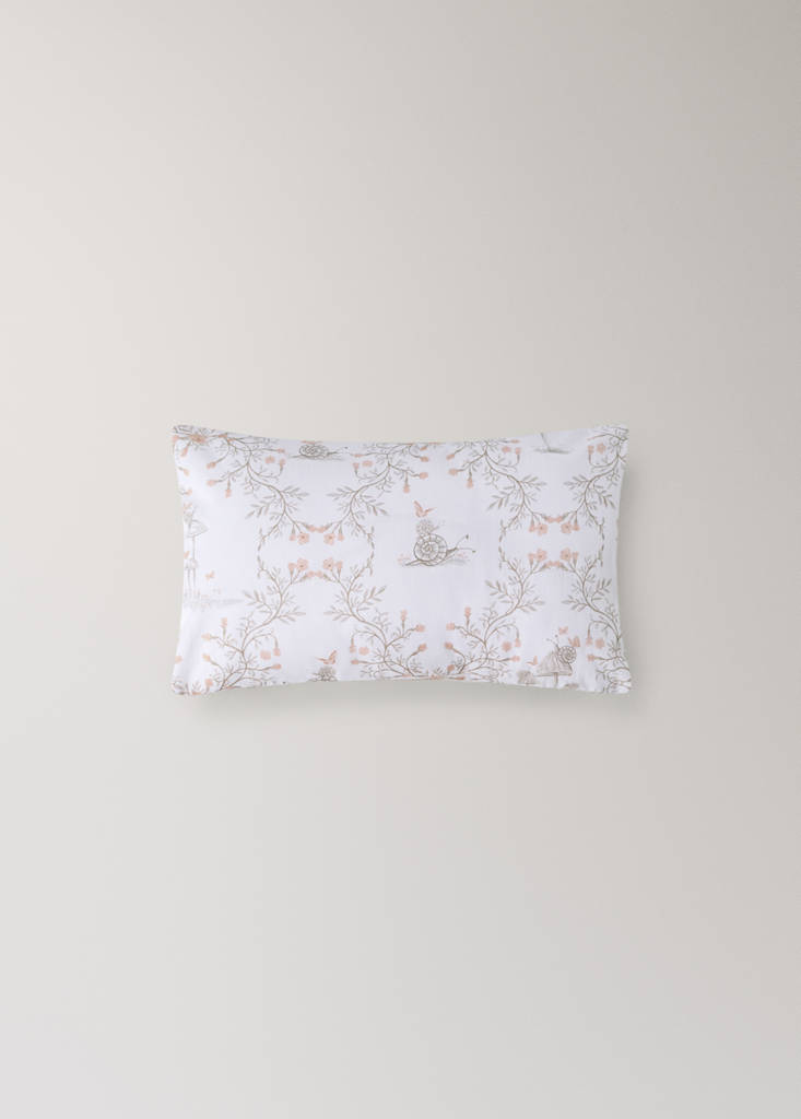 Printed 100% cotton mini cot bed set — Nude