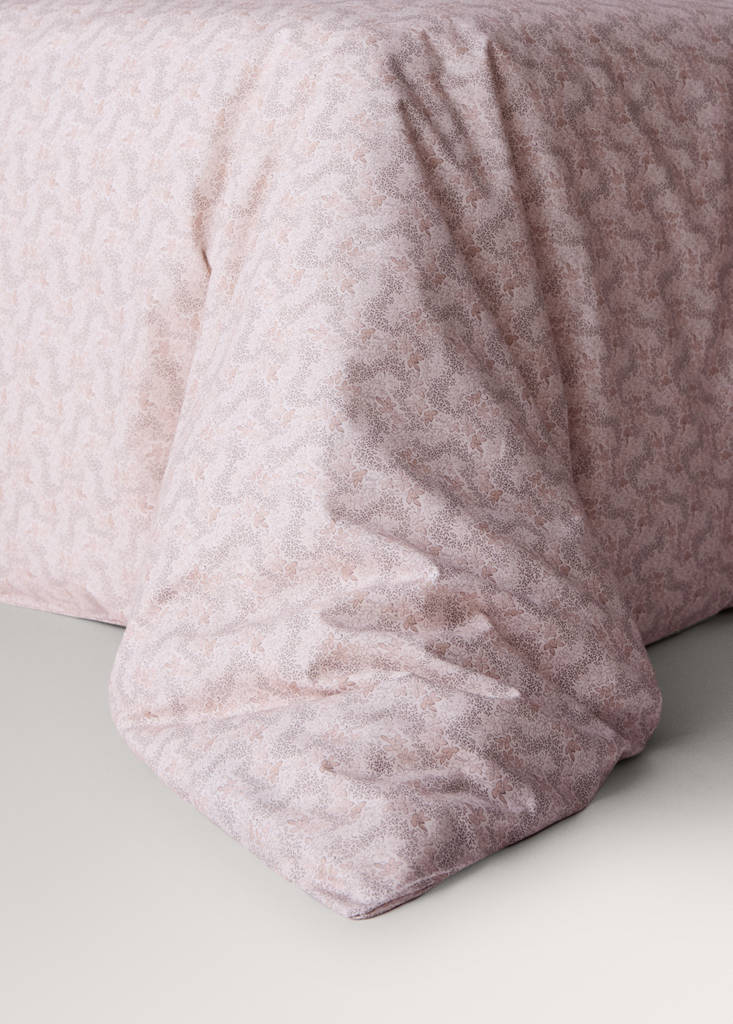 Printed floral percale cotton duvet cover for a 90 cm bed — Nude