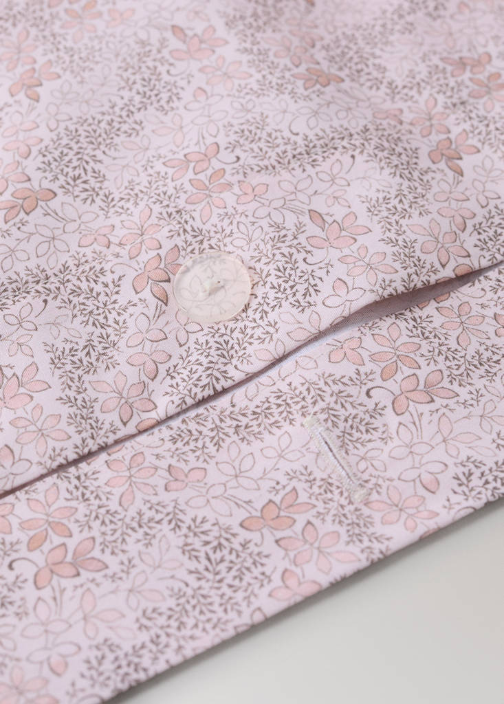 Printed floral percale cotton duvet cover for a 90 cm bed — Nude