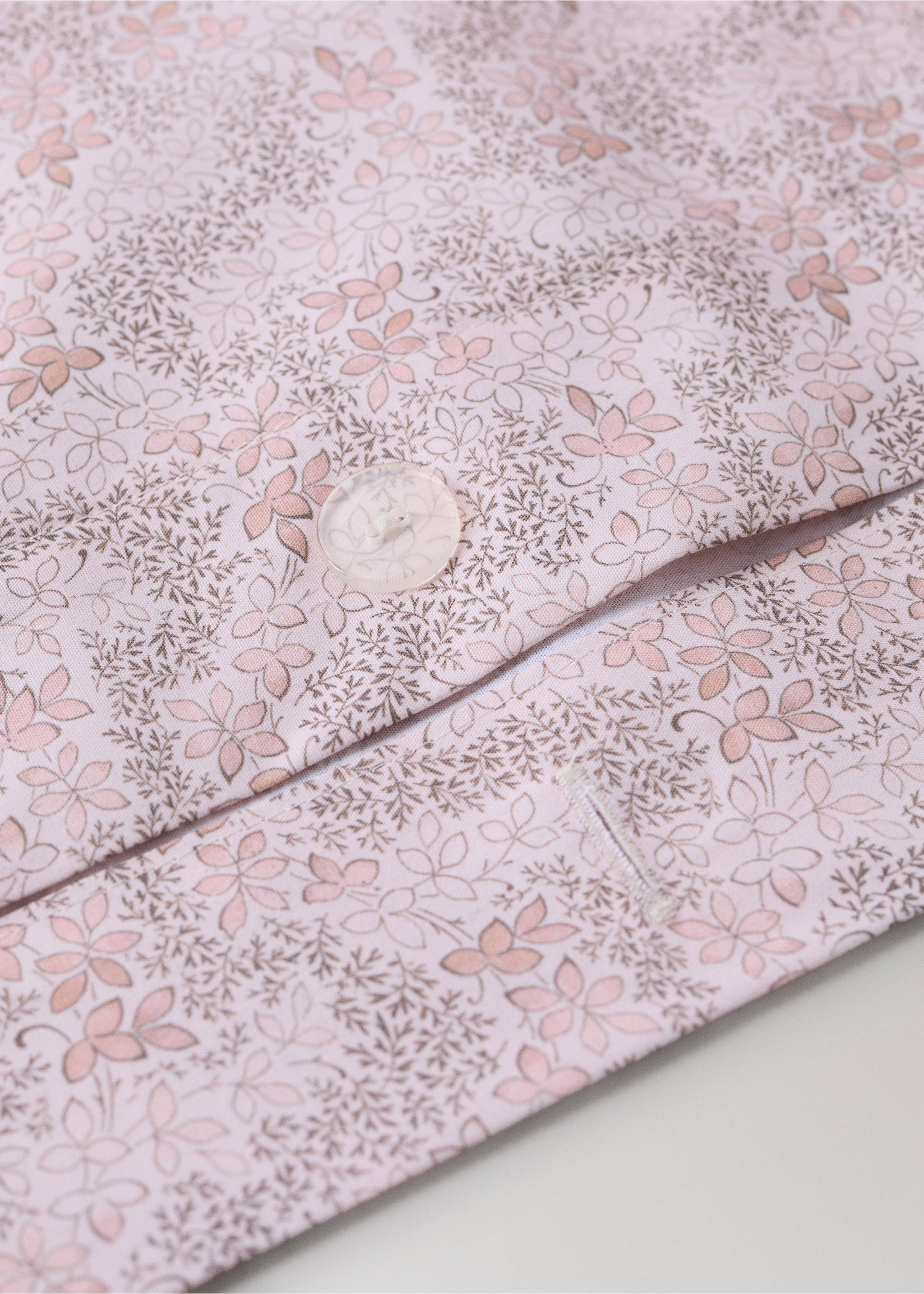Printed floral percale cotton duvet cover for a 90 cm bed - Details of the article 1, Nude. Ref: 37051525-00.