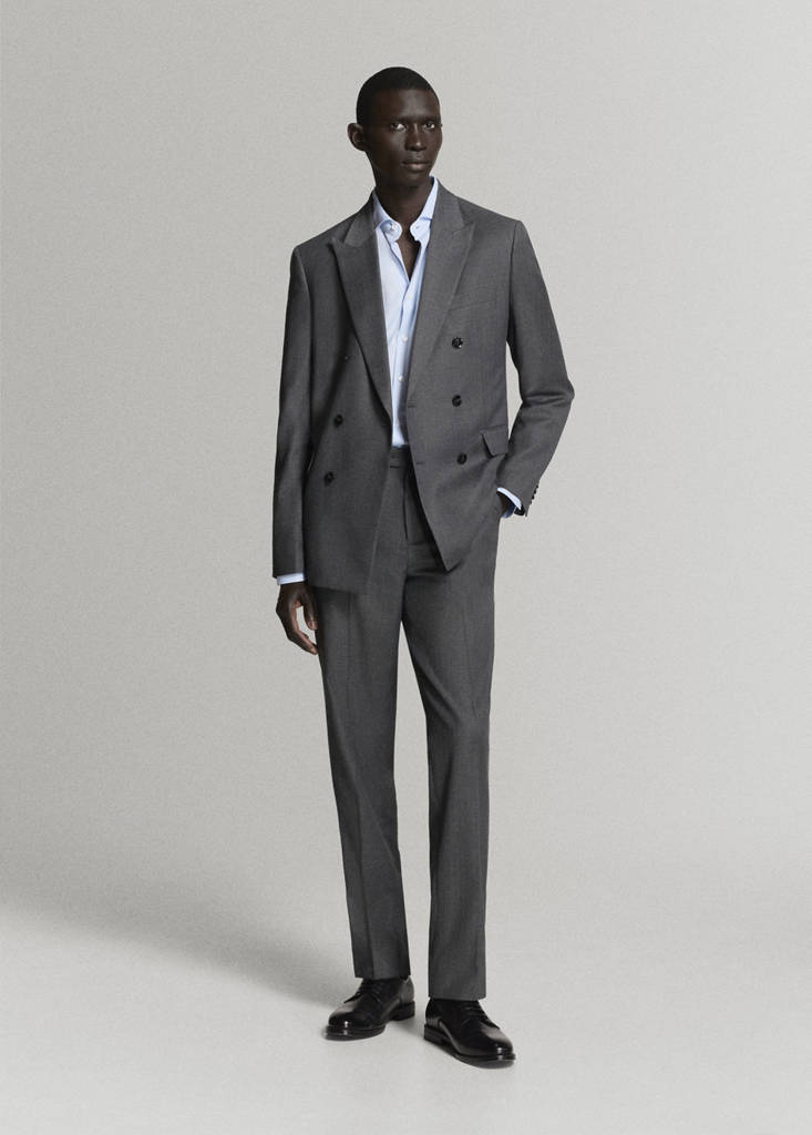 Koszula garniturowa 100% bawełna regular fit błękitny - Mężczyzna - XL - MANGO MAN