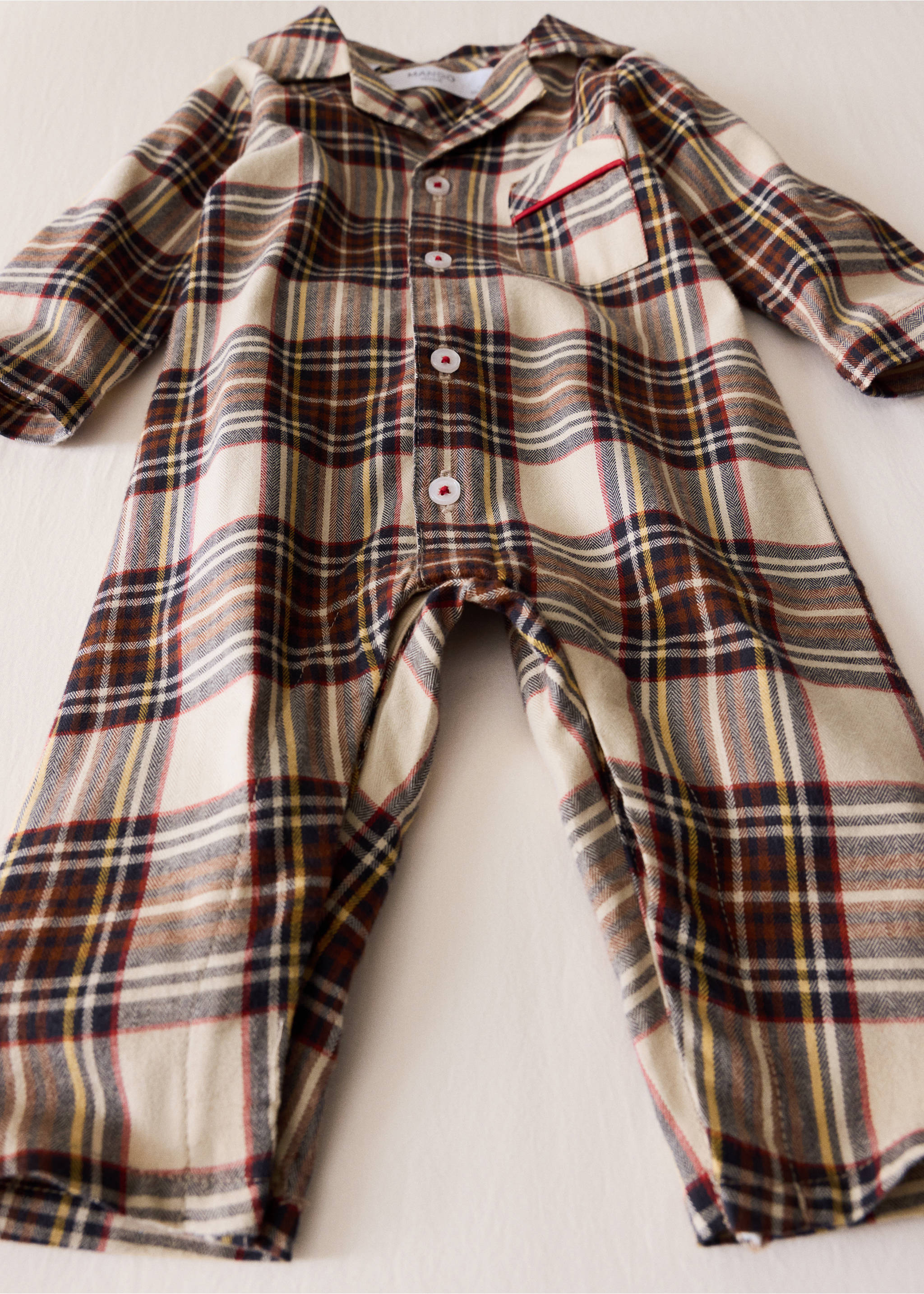 Two-piece cotton checked pyjama set - General plane, Red. Ref: 37051545-00.
