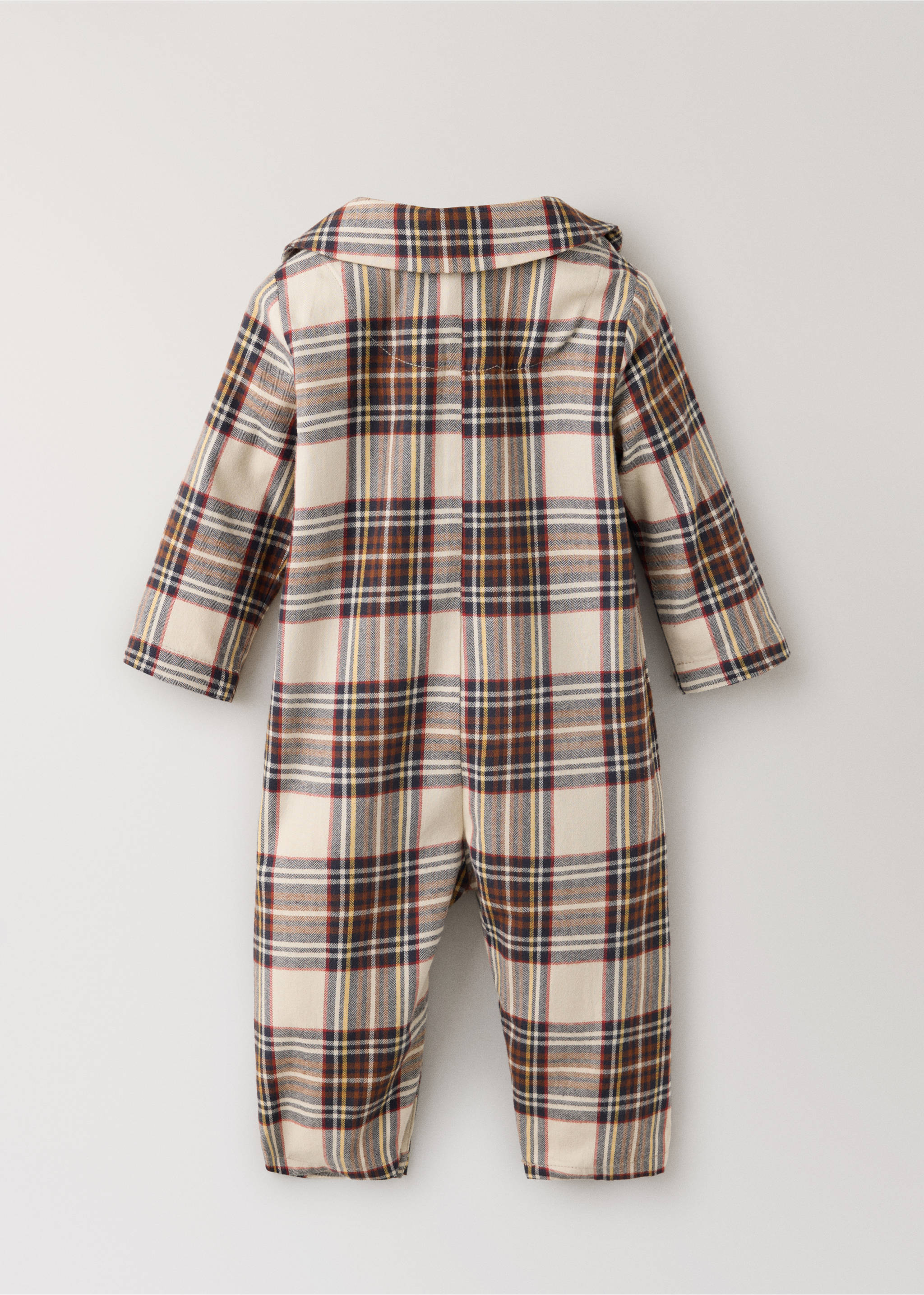 Two-piece cotton checked pyjama set - Details of the article 1, Red. Ref: 37051545-00.
