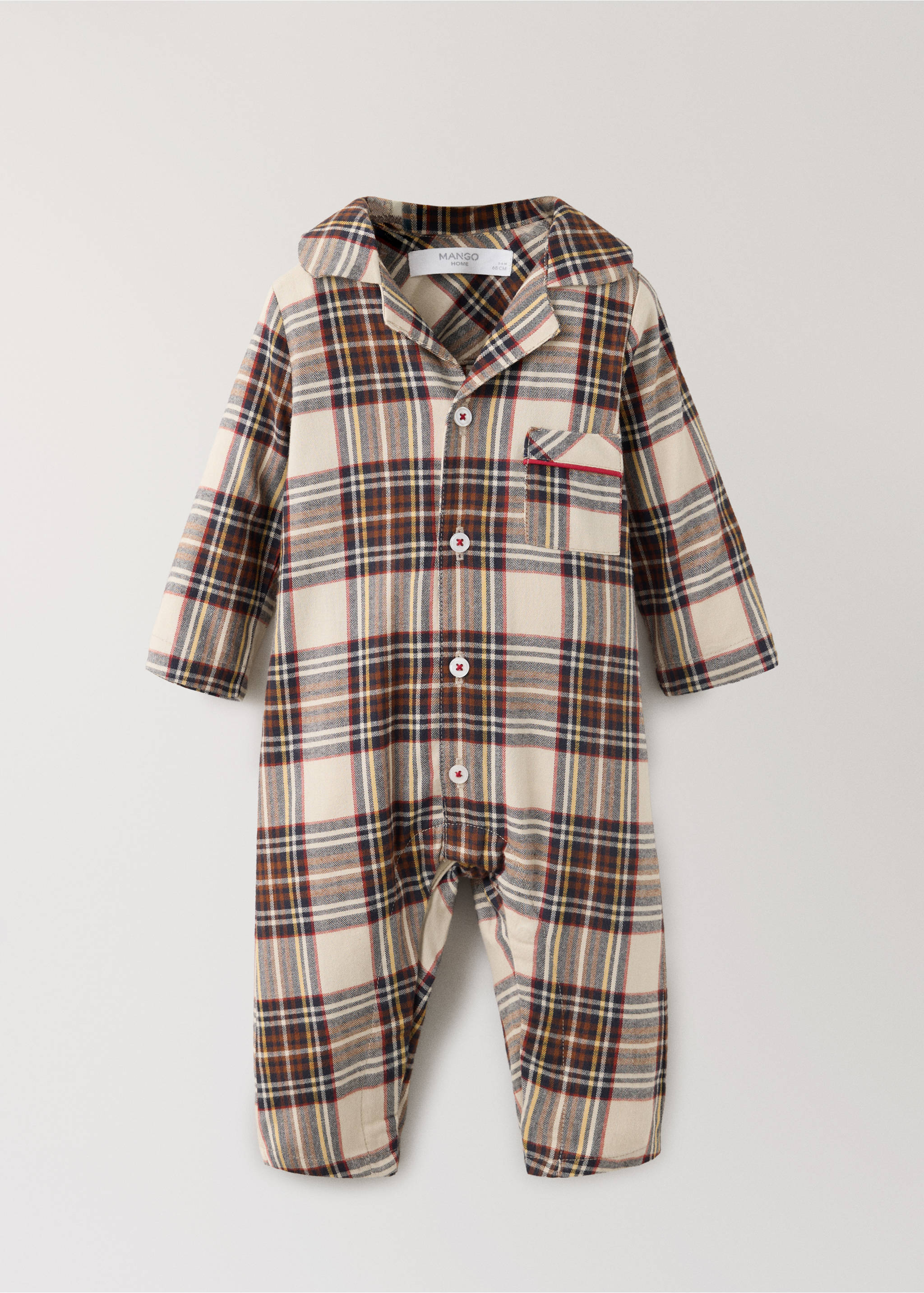 Two-piece cotton checked pyjama set - Article without model, Red. Ref: 37051545-00.